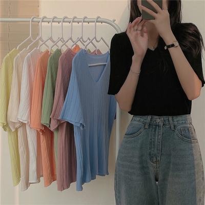 【RENA小舖 台灣現貨每天出】V領針織衫_百搭/設計感/簡約/質感/針織/上衣【R21417】-細節圖4