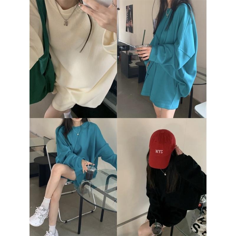 【RENA小舖 台灣現貨每天出】當睡衣也舒服😴｜Oversize圓領套裝_多色/親膚/睡衣/居家服【R18967】-細節圖3