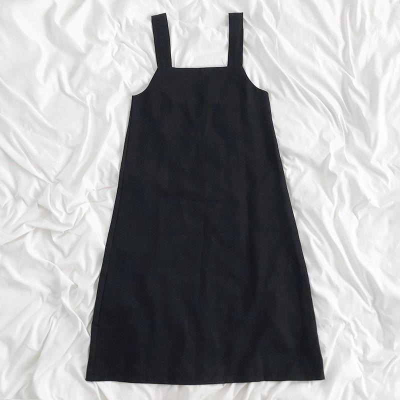 【RENA小舖 台灣現貨每天出】褶皺束口襯衫×黑色背帶裙_顯瘦/休閒/短袖/秋季/襯衫/背帶裙【R17003】-細節圖2