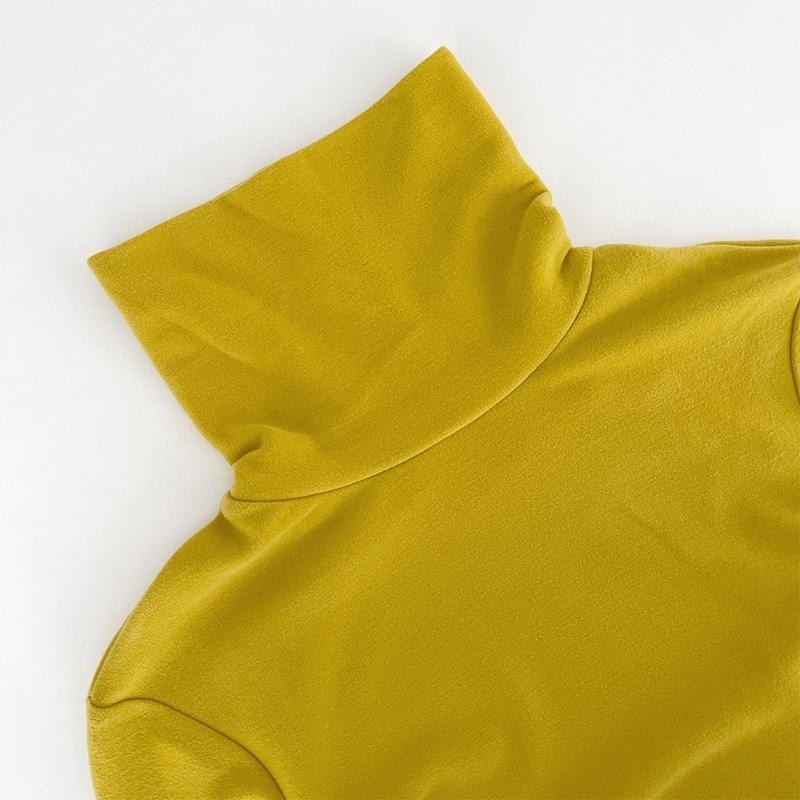 【RENA小舖 台灣現貨每天出】超軟糯親膚德絨雙面磨毛高領圓領修身顯瘦百搭保暖打底衫上衣【R20579】-細節圖5