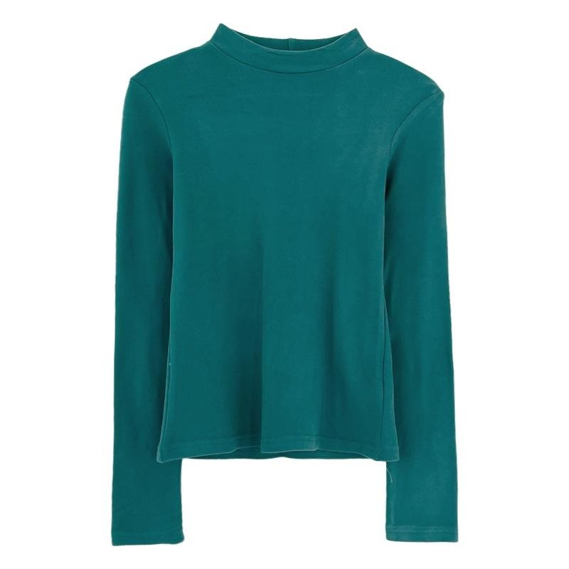 【RENA小舖 台灣現貨每天出】超軟糯親膚德絨雙面磨毛高領圓領修身顯瘦百搭保暖打底衫上衣【R20579】-細節圖9