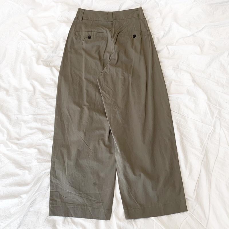 【RENA小舖 台灣現貨每天出】復古條紋少女圓領修身長袖開衫上衣工裝風墨綠休閒長褲套裝【R19049】-細節圖3