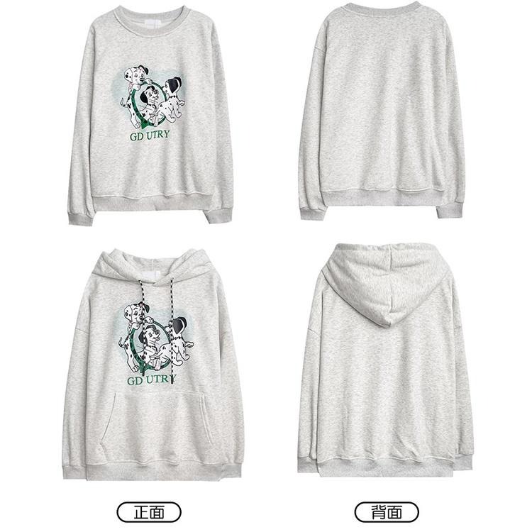 【RENA小舖 台灣現貨每天出】毛茸茸斑點修狗🐶｜斑點小狗長袖上衣_舒適/長袖/大學T/連帽t【R20808】-細節圖2