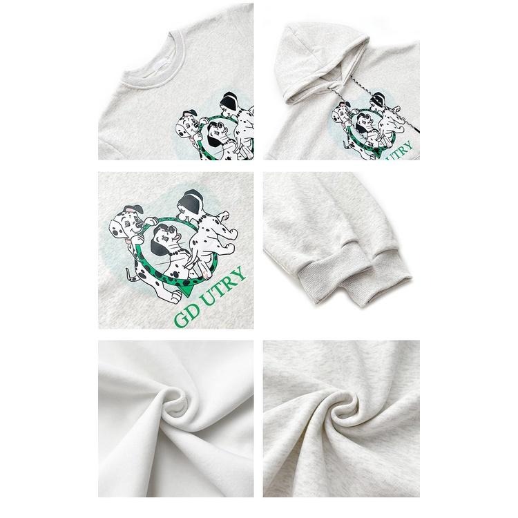 【RENA小舖 台灣現貨每天出】毛茸茸斑點修狗🐶｜斑點小狗長袖上衣_舒適/長袖/大學T/連帽t【R20808】-細節圖3