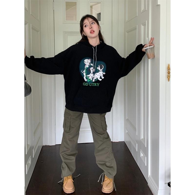 【RENA小舖 台灣現貨每天出】毛茸茸斑點修狗🐶｜斑點小狗長袖上衣_舒適/長袖/大學T/連帽t【R20808】-細節圖7