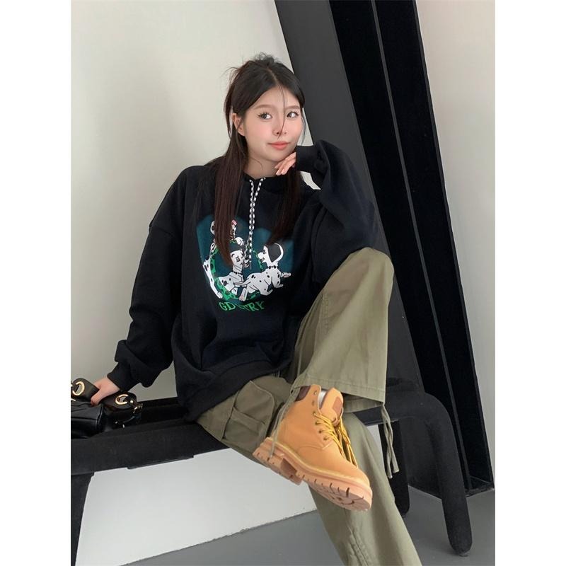 【RENA小舖 台灣現貨每天出】毛茸茸斑點修狗🐶｜斑點小狗長袖上衣_舒適/長袖/大學T/連帽t【R20808】-細節圖8