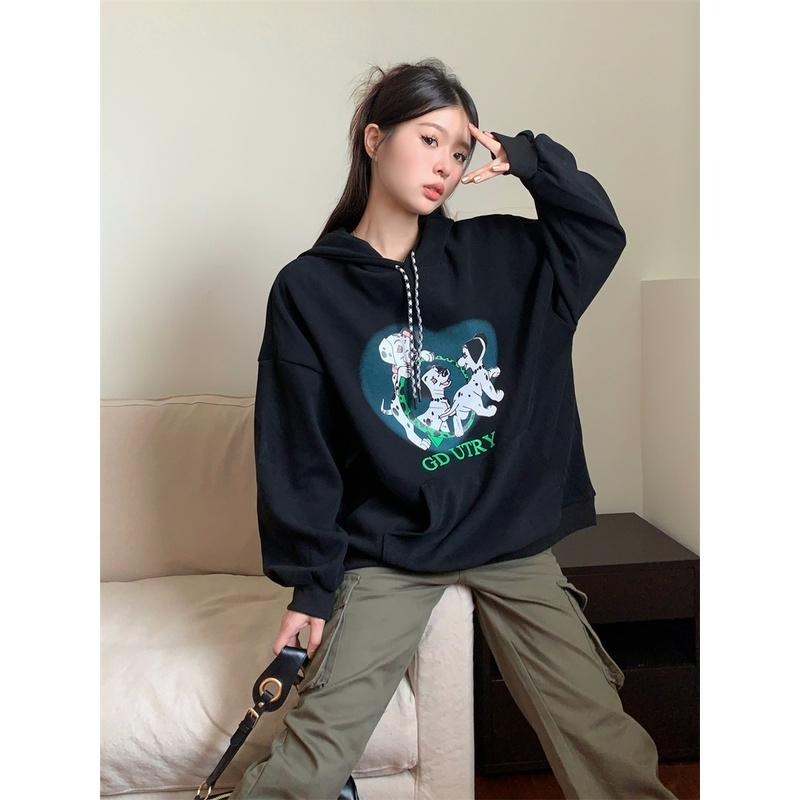 【RENA小舖 台灣現貨每天出】毛茸茸斑點修狗🐶｜斑點小狗長袖上衣_舒適/長袖/大學T/連帽t【R20808】-細節圖9