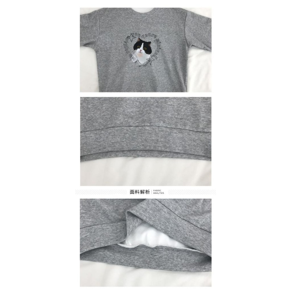 【RENA小舖 台灣現貨每天出】貓咪印花大學T 大學T 美式大學T 大學T長袖 印花T恤 長袖T恤【R21662】-細節圖5