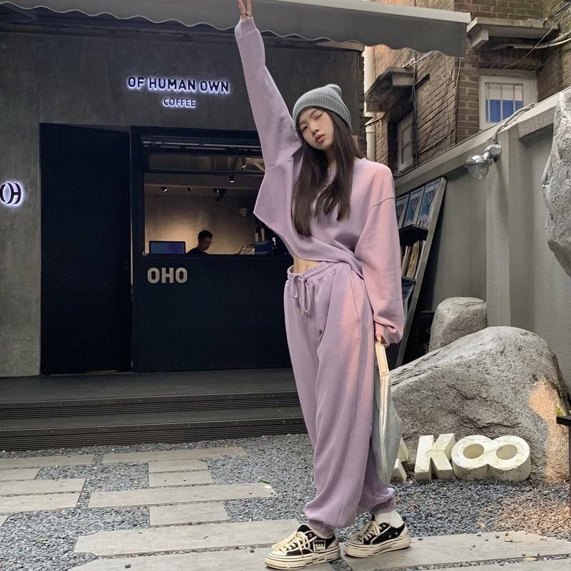 【RENA小舖 台灣現貨每天出】字母刺繡大學T+直筒束腳褲_運動/休閒/鬆緊腰/居家/大學t/【R20821】-細節圖9