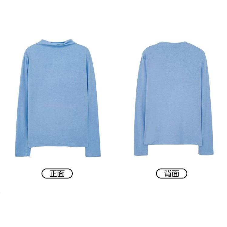 【RENA小舖 台灣現貨每天出】人手一件柔軟親膚百搭純色半高領修身顯瘦內搭長袖打底衫上衣【R20626】-細節圖2