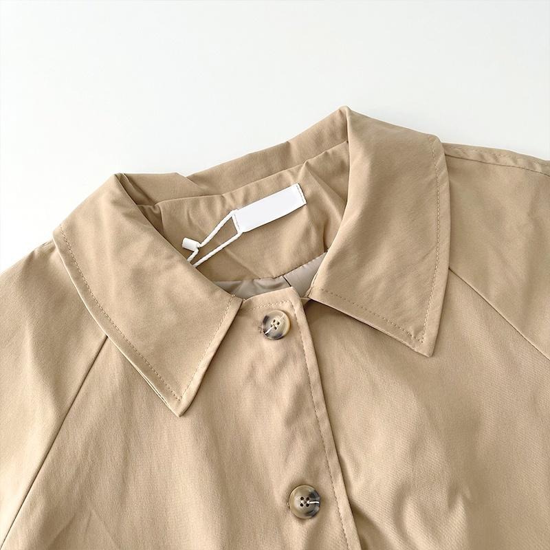 【RENA小舖 台灣現貨每天出】氣質英倫風卡其色風衣外套秋冬高腰顯瘦針織半身裙上衣套裝【R20630】-細節圖6