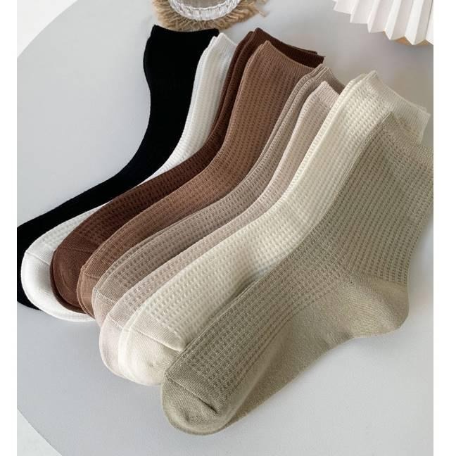 【RENA小舖 台灣現貨每天出】女孩記得暖腳丫🦶｜日系華夫格長襪_華夫格/秋冬/簡約/襪子/長襪【R21090】-細節圖7