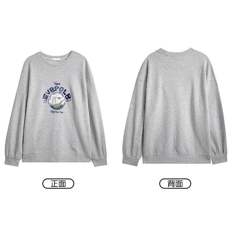 【RENA小舖 台灣現貨每天出】推薦珠地棉 可愛少女感海底船隻印花基礎款寬鬆休閒百搭衛衣【R20552】-細節圖3