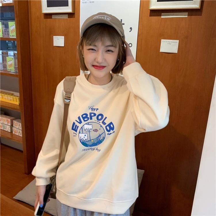 【RENA小舖 台灣現貨每天出】推薦珠地棉 可愛少女感海底船隻印花基礎款寬鬆休閒百搭衛衣【R20552】-細節圖8