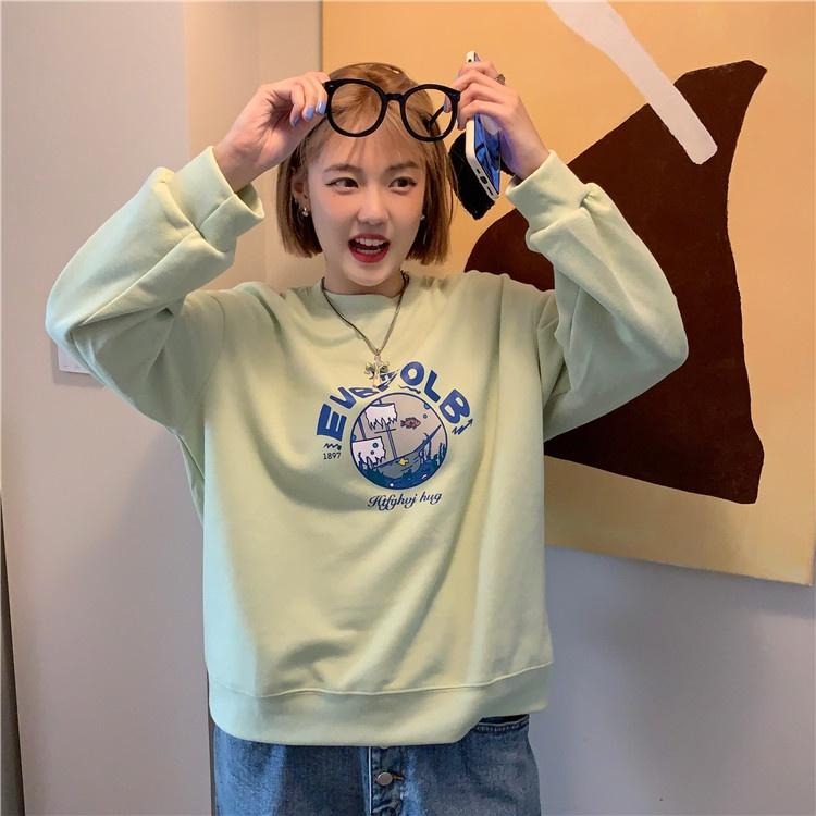 【RENA小舖 台灣現貨每天出】推薦珠地棉 可愛少女感海底船隻印花基礎款寬鬆休閒百搭衛衣【R20552】-細節圖9