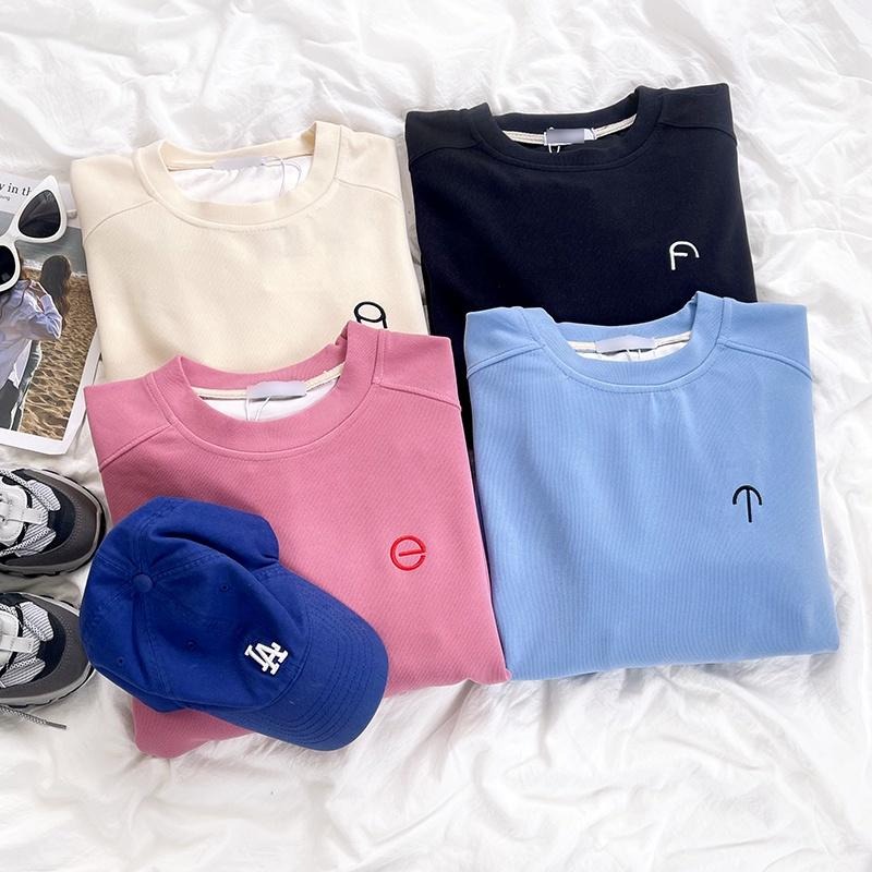 【RENA小舖 台灣現貨每天出】秋冬亮色系｜刺繡符號圓領大學T_百搭/休閒/簡約/長袖/大學t【R20623】-細節圖9