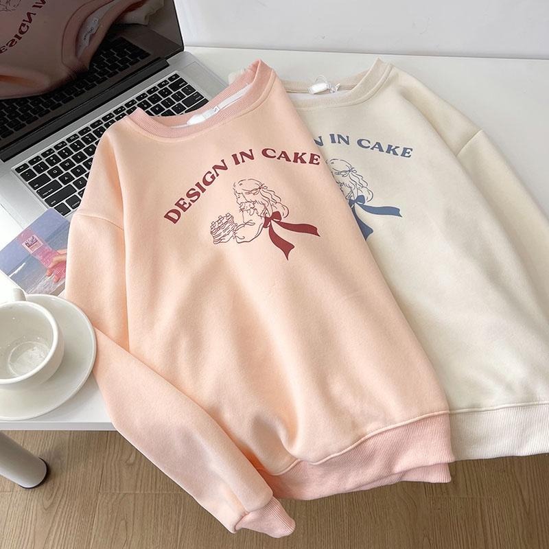 【RENA小舖 台灣現貨每天出】烘焙大師就是我🎂｜蛋糕女孩大學T_百搭/圓領/秋冬/長袖/大學t【R20869】-細節圖6