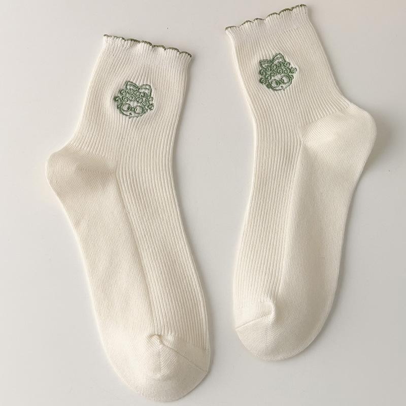 【RENA小舖 台灣現貨每天出】｜蓊蓊原野🍃｜日系卡通中筒襪_百搭/日系/學院風/刺繡/長襪/襪子【R21405】-細節圖6