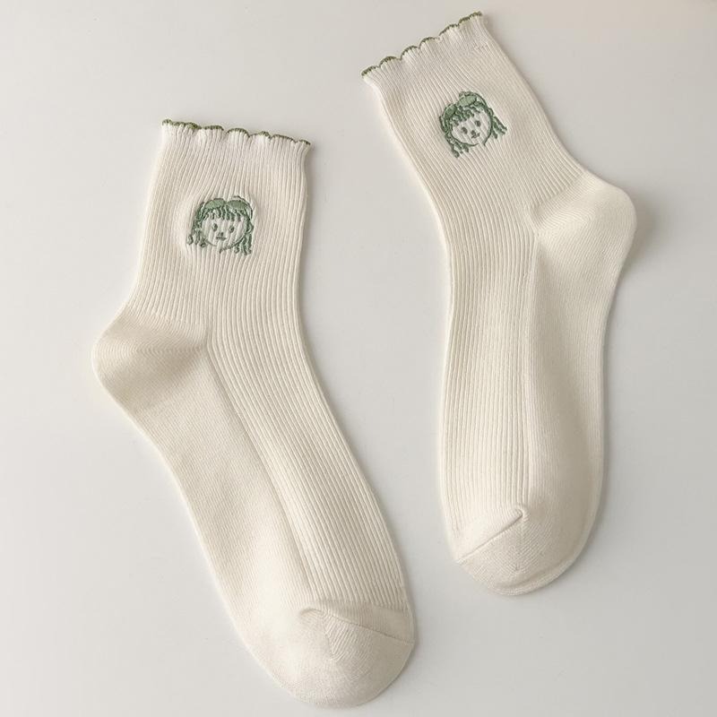 【RENA小舖 台灣現貨每天出】｜蓊蓊原野🍃｜日系卡通中筒襪_百搭/日系/學院風/刺繡/長襪/襪子【R21405】-細節圖7