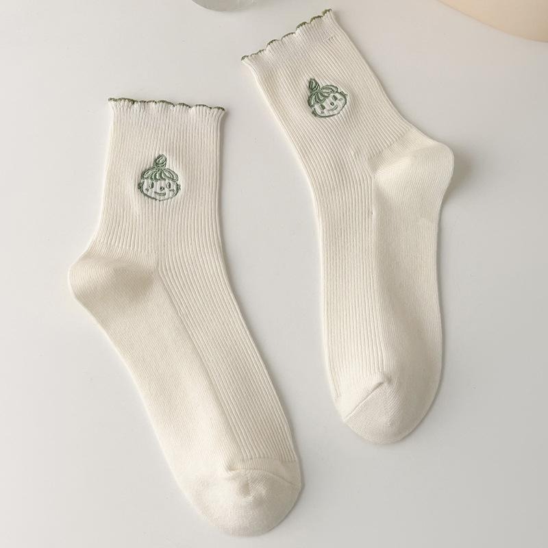 【RENA小舖 台灣現貨每天出】｜蓊蓊原野🍃｜日系卡通中筒襪_百搭/日系/學院風/刺繡/長襪/襪子【R21405】-細節圖9