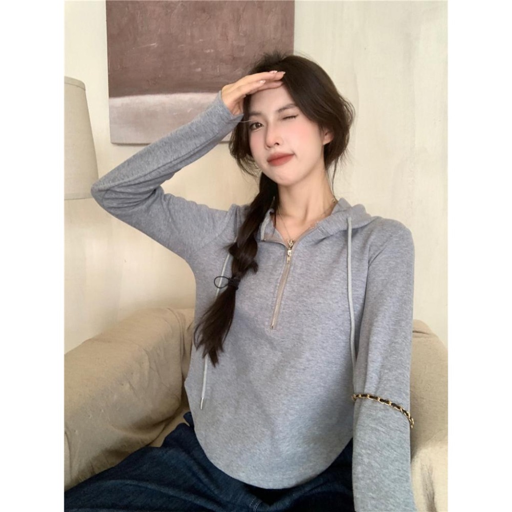 【RENA小舖 台灣現貨每天出】修身帽T 帽T女 連帽T 素色帽T 素色 純色 簡約【R21659】-細節圖2