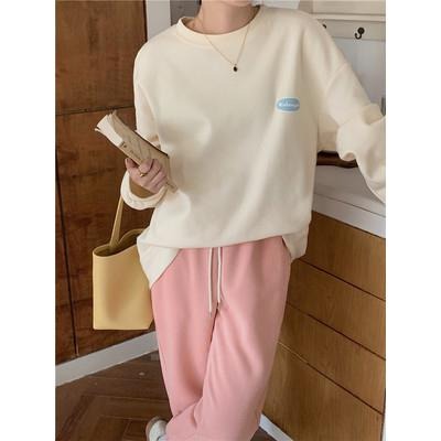 【RENA小舖 台灣現貨每天出】｜甜味軟糖食譜🍬｜糖果色長袖大學T_長袖/秋季/百搭/減齡/大學T【R20538】-細節圖7