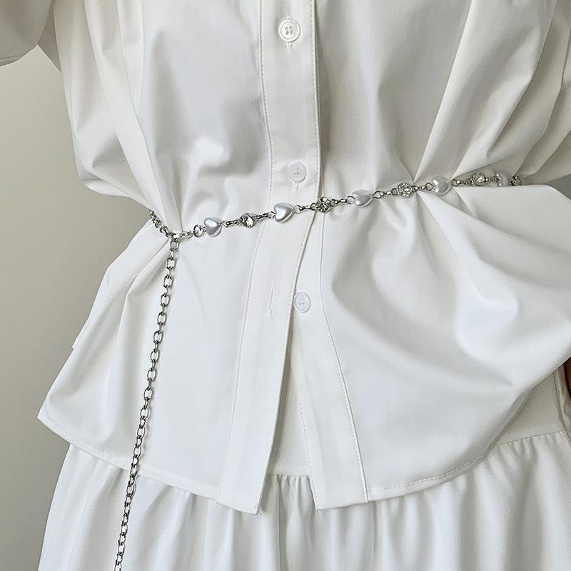 【RENA小舖 台灣現貨每天出】日系復古金屬份量感腰鍊/愛心/珍珠/金屬腰鍊/貝殼/腰帶/腰鍊/配件【N326】-細節圖2