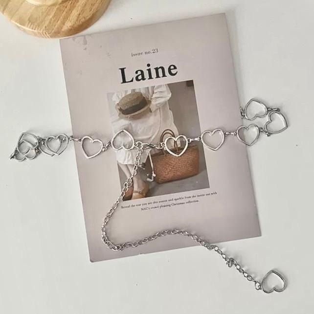 【RENA小舖 台灣現貨每天出】日系復古金屬份量感腰鍊/愛心/珍珠/金屬腰鍊/貝殼/腰帶/腰鍊/配件【N326】-細節圖7