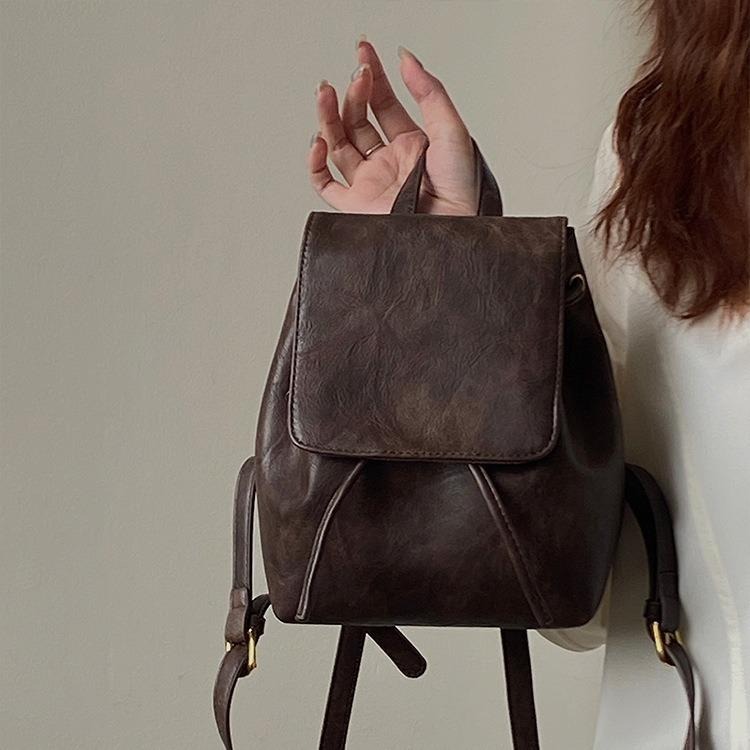 【RENA小舖 台灣現貨每天出】復古後背包/旅行包/後背包女/PU/雙肩包/包包/復古刷色/休閒【N323】-細節圖5