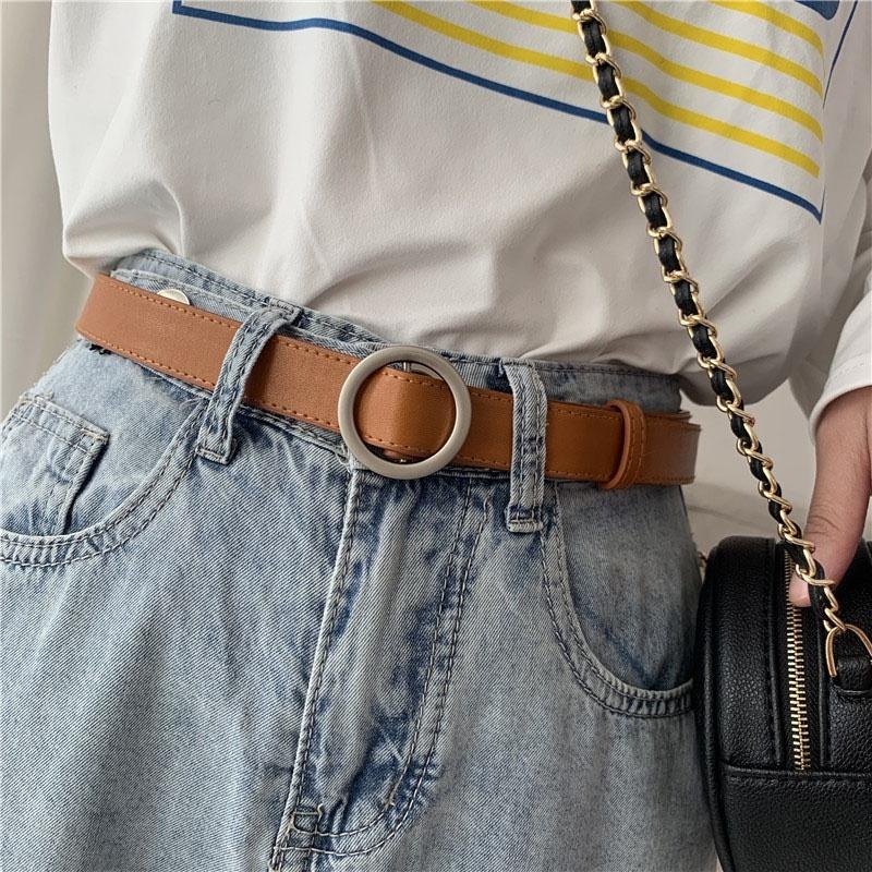 【RENA小舖 台灣現貨每天出】｜韓系歐膩😍｜無孔圓形皮帶_/百搭/休閒/復古/ins風/皮帶【N290】-細節圖3