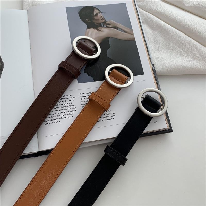 【RENA小舖 台灣現貨每天出】｜韓系歐膩😍｜無孔圓形皮帶_/百搭/休閒/復古/ins風/皮帶【N290】-細節圖4