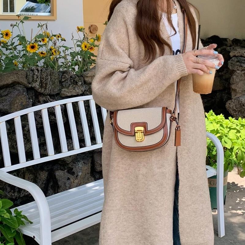 【RENA小舖 台灣現貨每天出】｜香酥曲奇餅🍪｜拼接撞色單肩包_百搭/復古/可愛/單肩包/配件/包包【R21200】-細節圖6