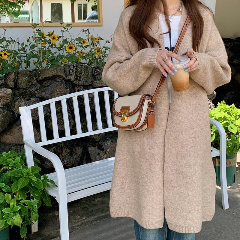 【RENA小舖 台灣現貨每天出】｜香酥曲奇餅🍪｜拼接撞色單肩包_百搭/復古/可愛/單肩包/配件/包包【R21200】-細節圖7