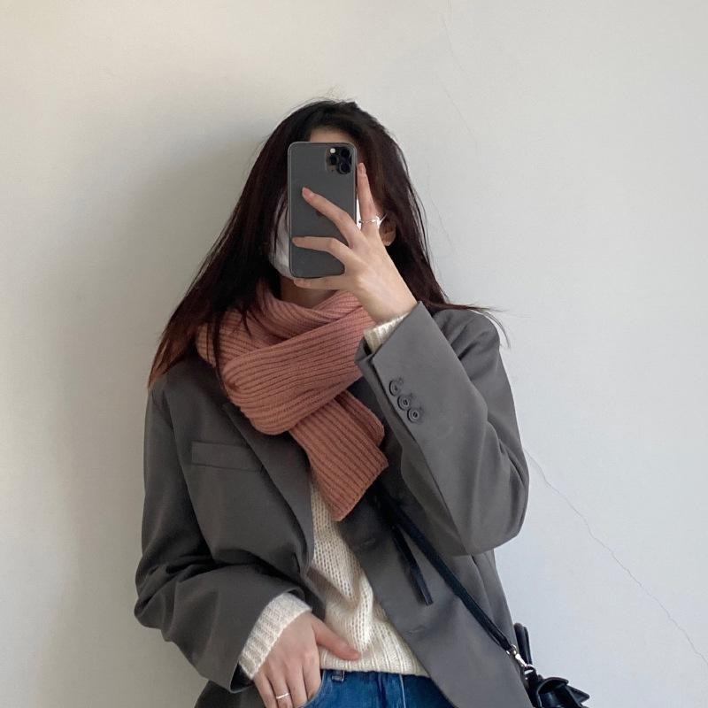 【RENA小舖 台灣現貨每天出】｜脖子也要保暖🧵｜糖果色針織圍巾_秋冬/多色/百搭/加厚/針織/圍巾【R21192】-細節圖4