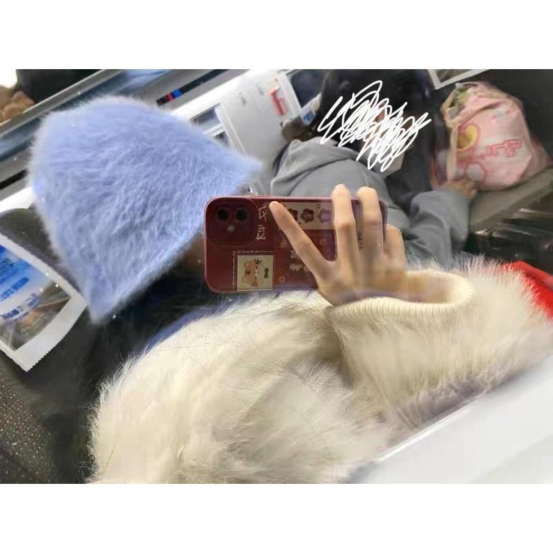 【RENA小舖 台灣現貨每天出】｜北海道的雪❄️｜毛毛水桶帽_復古/毛絨/保暖/可愛/帽子/配件【R21372】-細節圖9