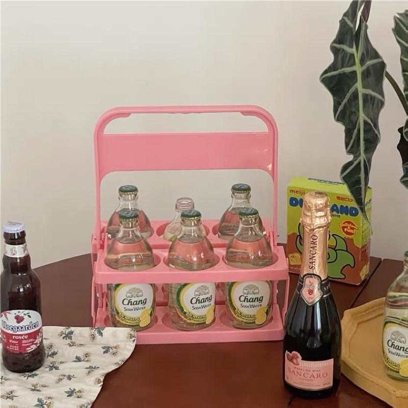 𝖯𝗂𝗀𝗅𝗂𝗄𝖾𝗆𝖾 |復古純色可摺疊啤酒架飲料提籃 粉色特別版 「今晚喝醉」𝗝𝘂𝗹𝘆.𝗻𝗲𝘄-細節圖3