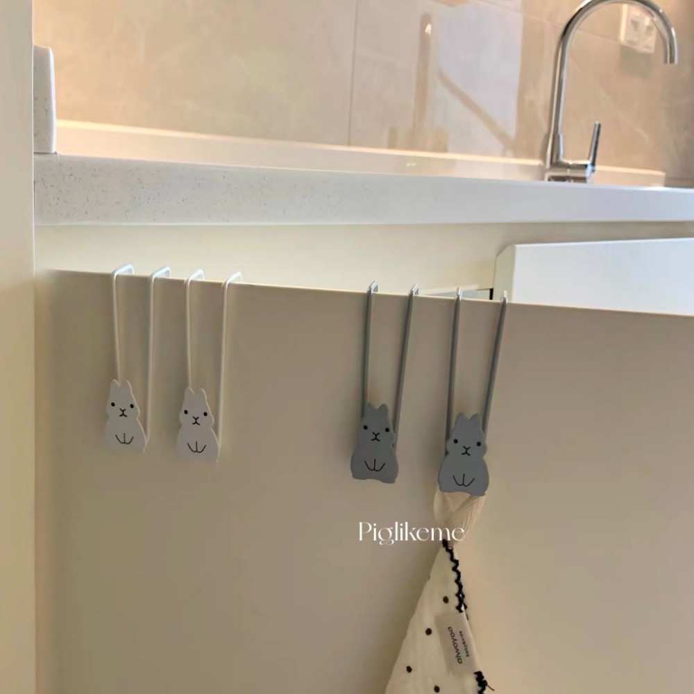 ￼𝖯𝗂𝗀𝗅𝗂𝗄𝖾𝗆𝖾 |日本可愛小兔🇯🇵櫃門掛鈎 門後掛鈎 廚房垃圾袋支架 毛巾掛勾-細節圖3