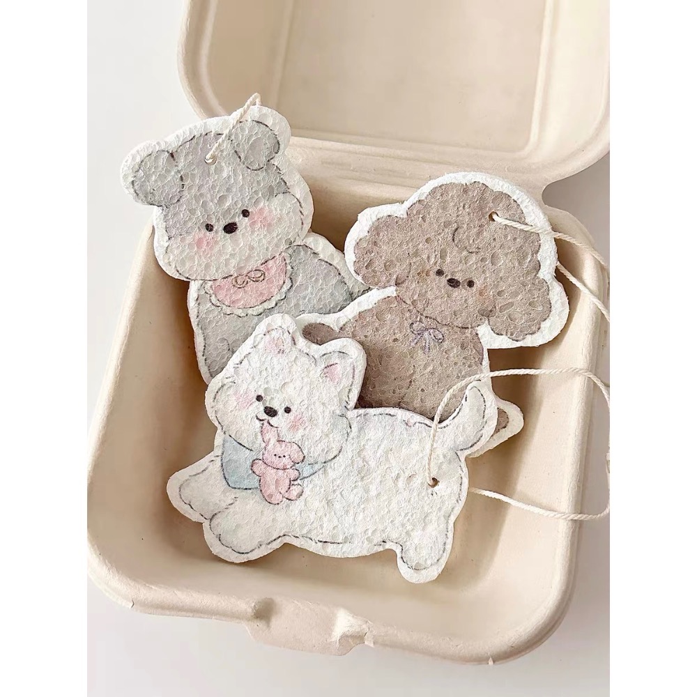 ￼𝖯𝗂𝗀𝗅𝗂𝗄𝖾𝗆𝖾 |手繪風韓系小狗插畫 木漿棉抹布洗碗布 菜瓜布-細節圖4