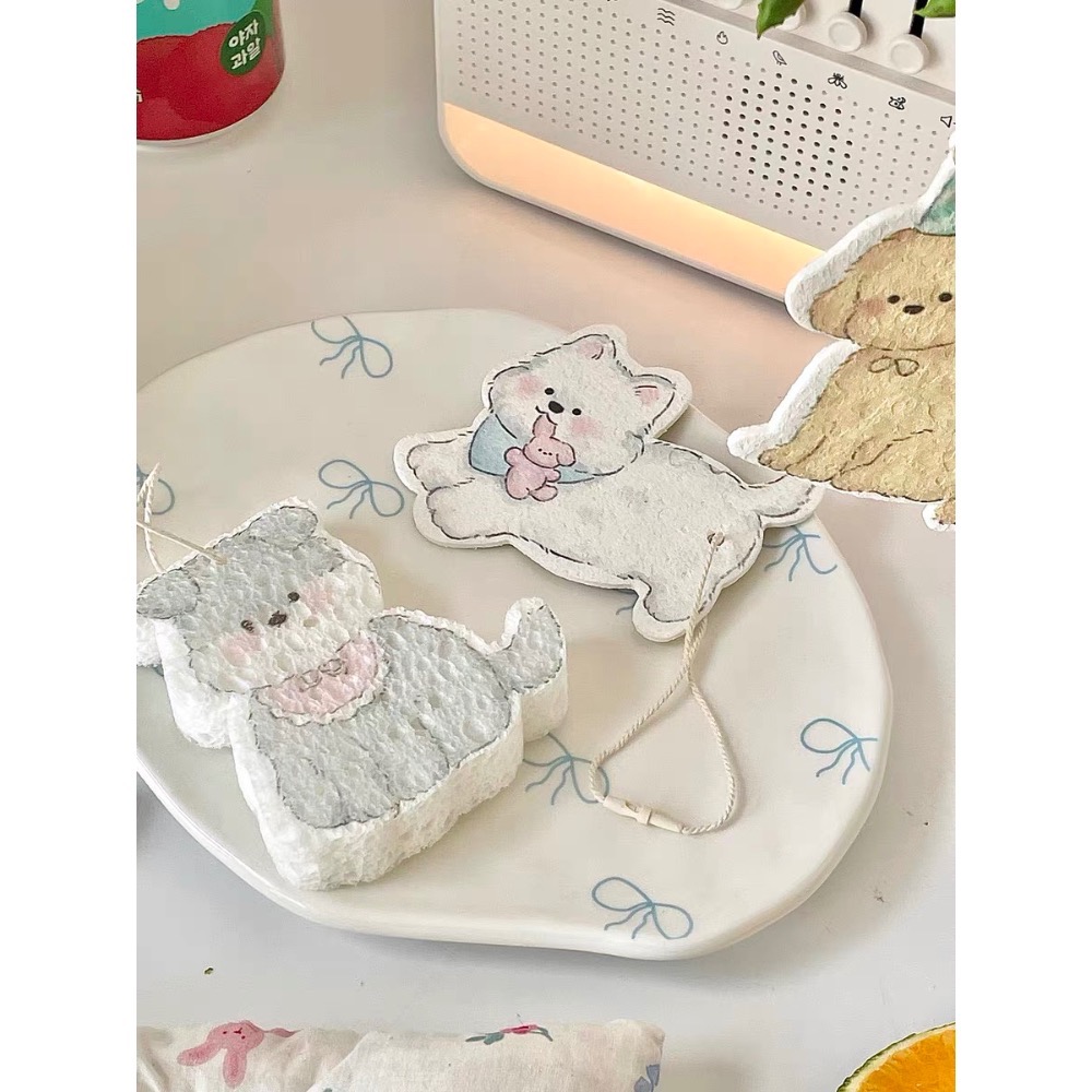 ￼𝖯𝗂𝗀𝗅𝗂𝗄𝖾𝗆𝖾 |手繪風韓系小狗插畫 木漿棉抹布洗碗布 菜瓜布-細節圖8