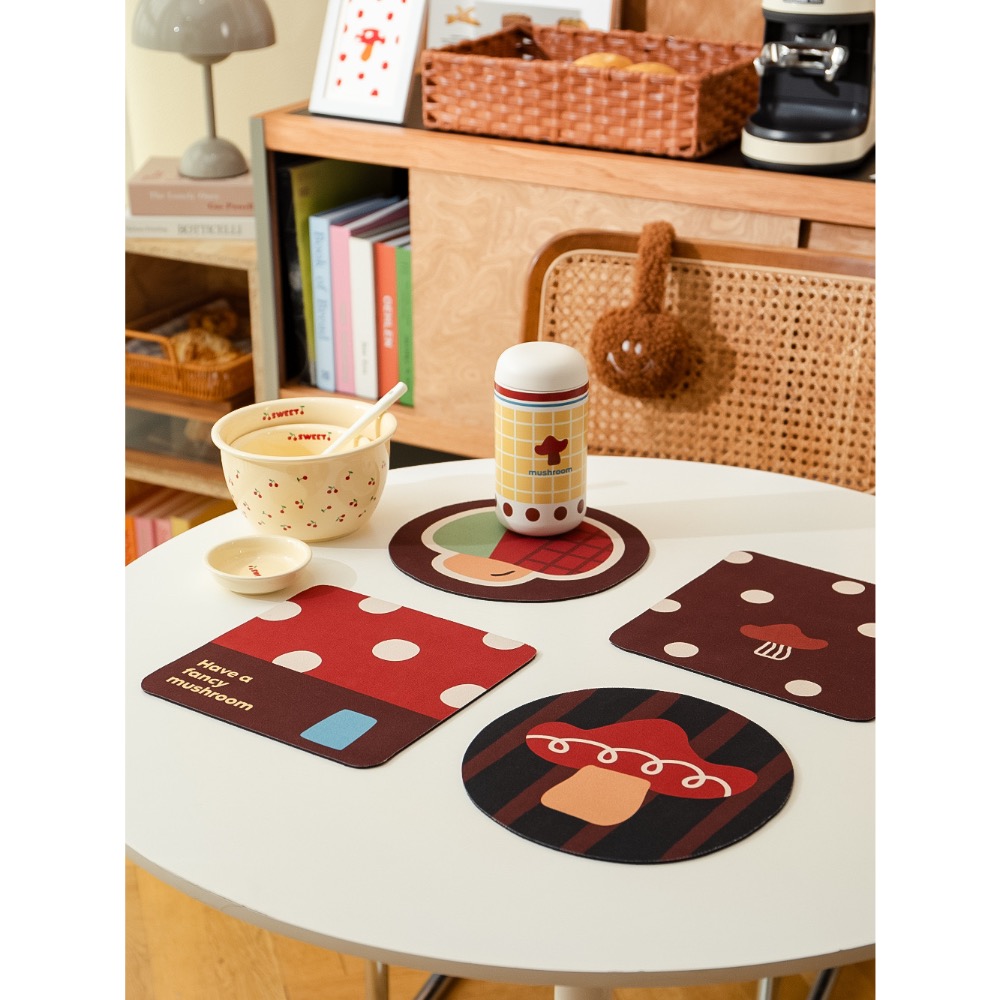 Piglikeme | 蘑菇蘑菇🍄硅藻泥吸水兩用隔熱墊 防燙餐墊 多用途墊 滑鼠墊-細節圖2