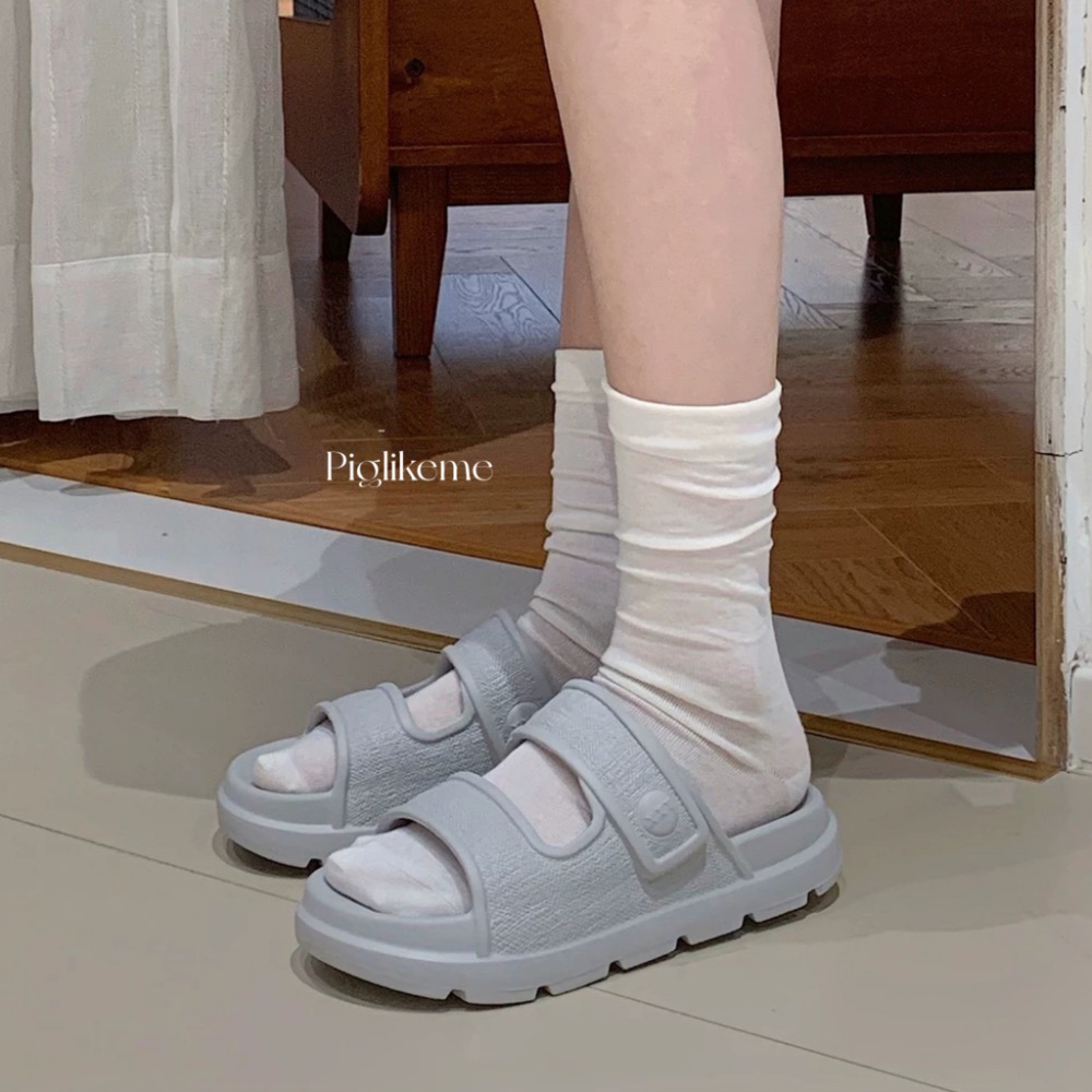 Piglikeme | 預購📦新款！休閒風仿麻布紋厚底防滑拖鞋-細節圖4