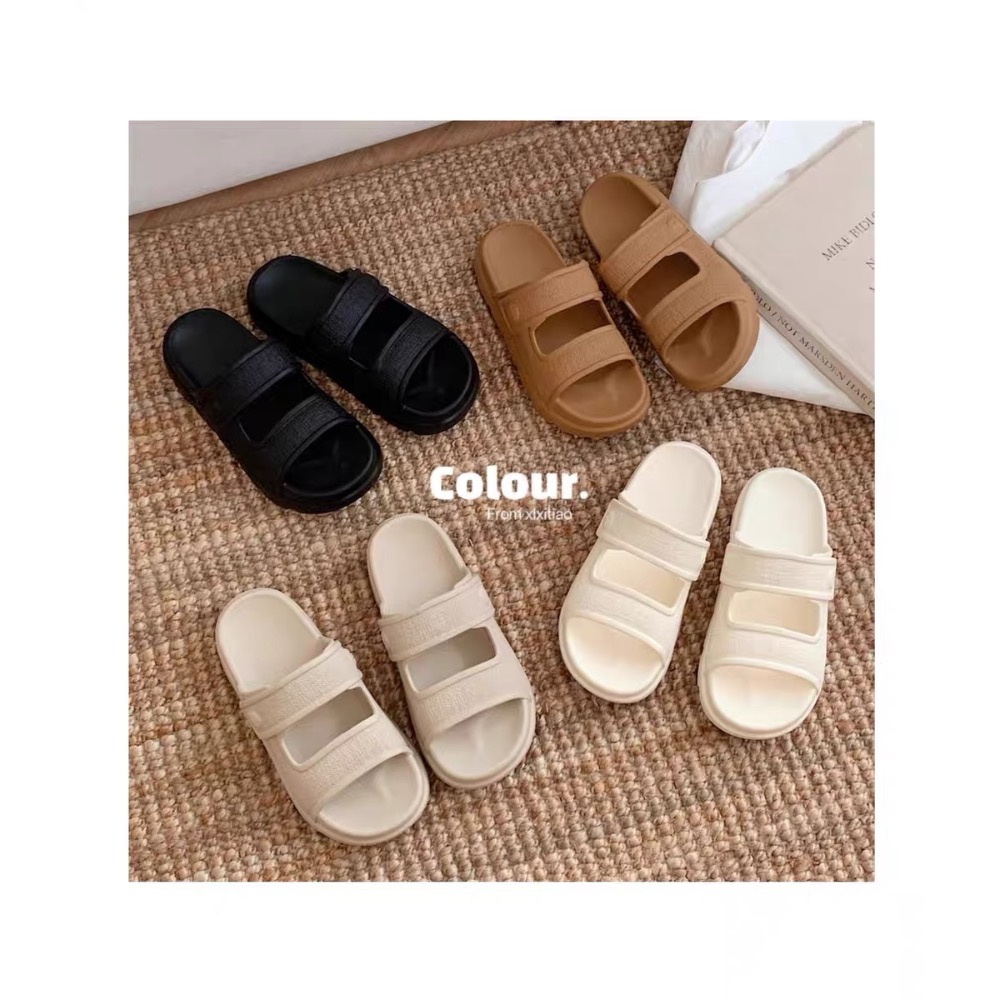 Piglikeme | 預購📦新款！休閒風仿麻布紋厚底防滑拖鞋-細節圖9