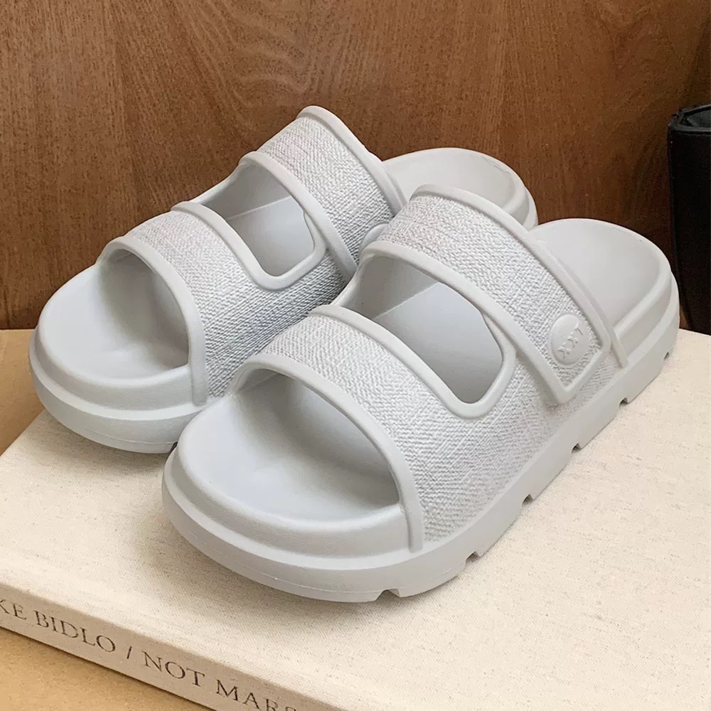 Piglikeme | 預購📦新款！休閒風仿麻布紋厚底防滑拖鞋-規格圖10
