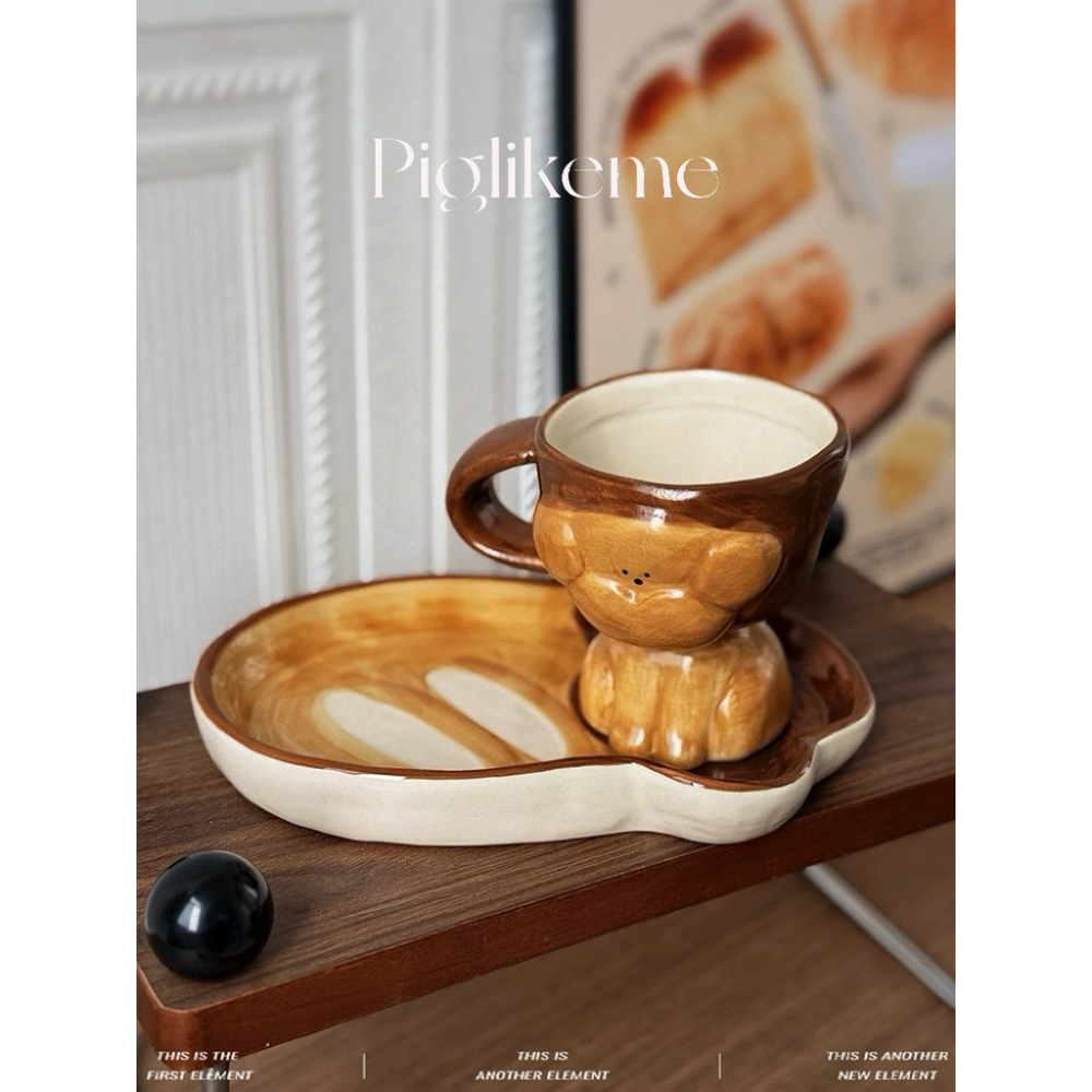 Piglikeme| 復古立體狗狗手工高腳陶瓷杯馬克杯咖啡杯禮物-細節圖4