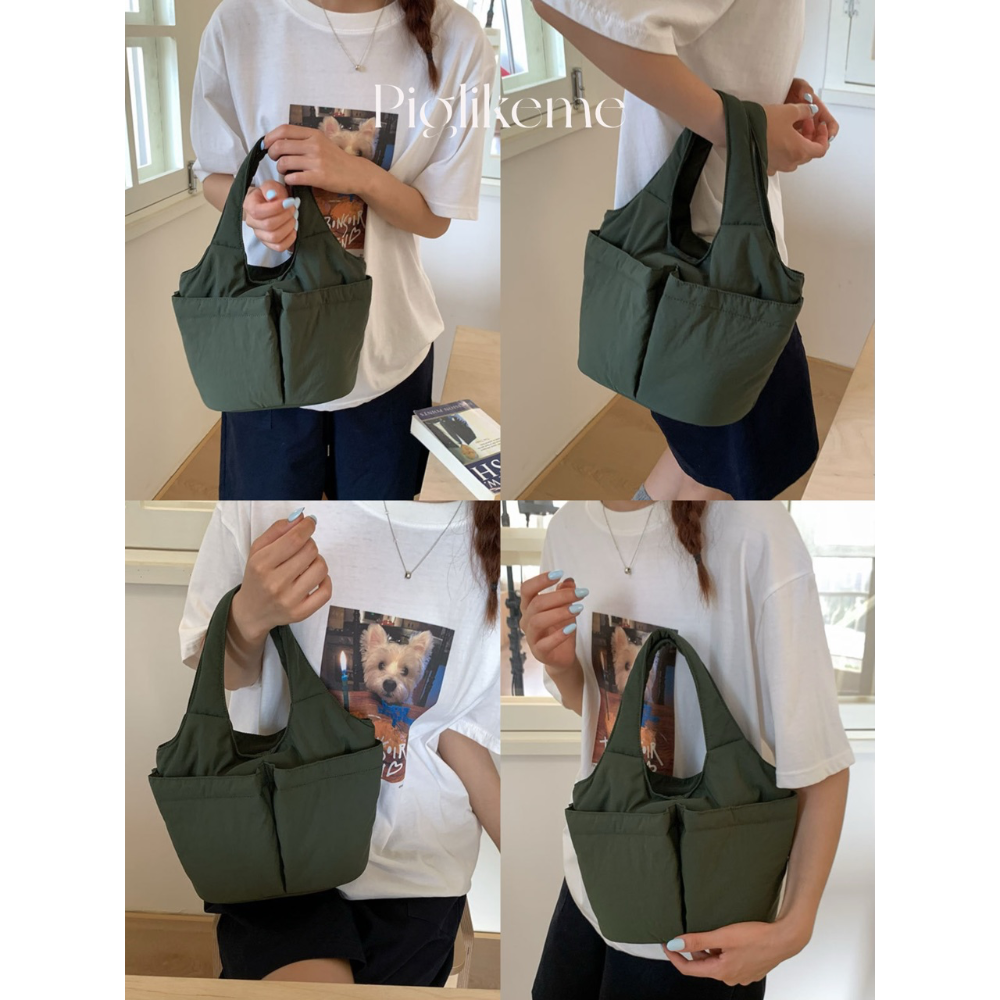 Piglikeme | 輕便尼龍防潑水多口袋手提包 上班族必備！-細節圖6