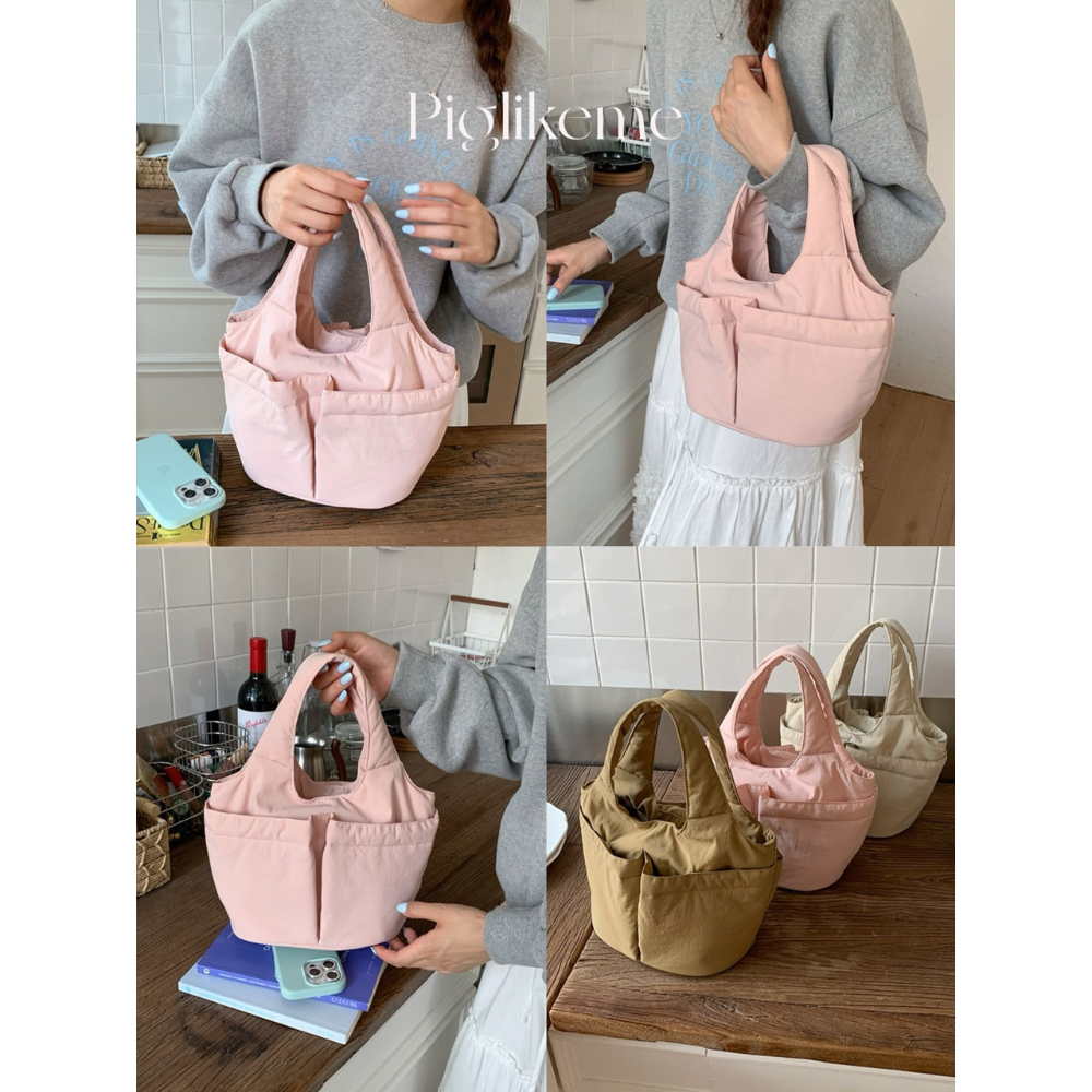 Piglikeme | 輕便尼龍防潑水多口袋手提包 上班族必備！-細節圖7