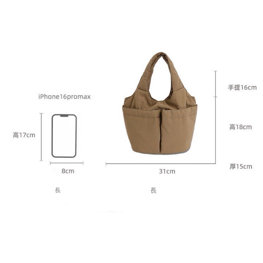 Piglikeme | 輕便尼龍防潑水多口袋手提包 上班族必備！-細節圖8