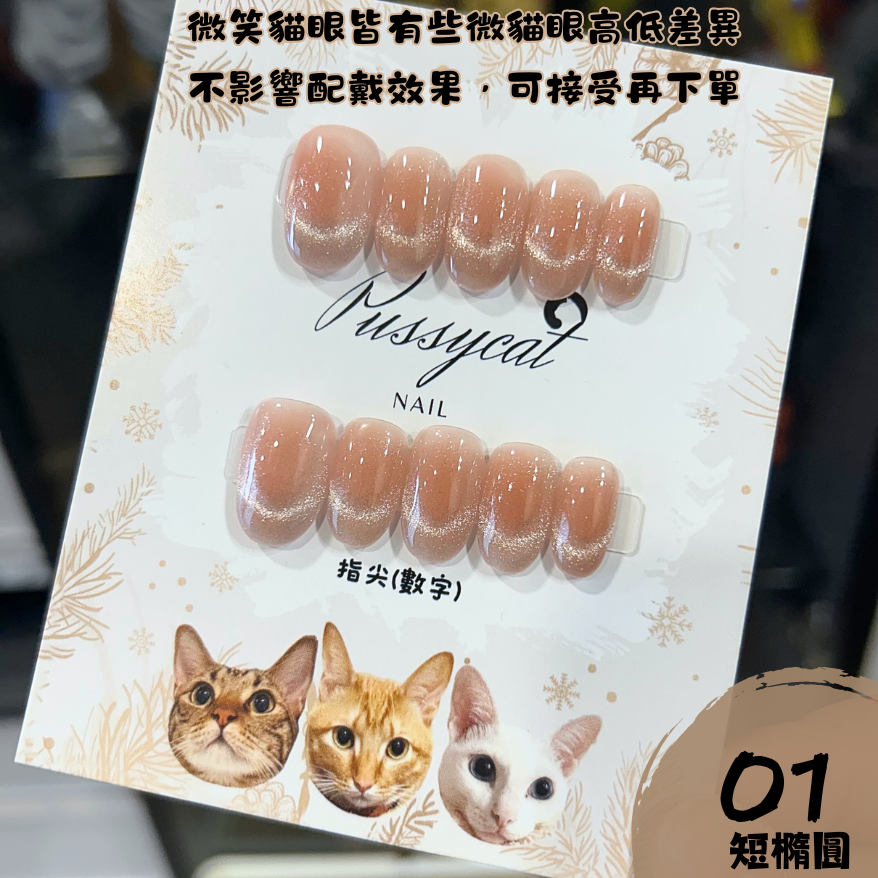 微笑腮紅貓眼𝟎𝟏【台灣現貨實拍】純手工美甲片｜手工穿戴甲-規格圖4