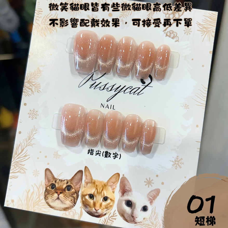 微笑腮紅貓眼𝟎𝟏【台灣現貨實拍】純手工美甲片｜手工穿戴甲-規格圖4