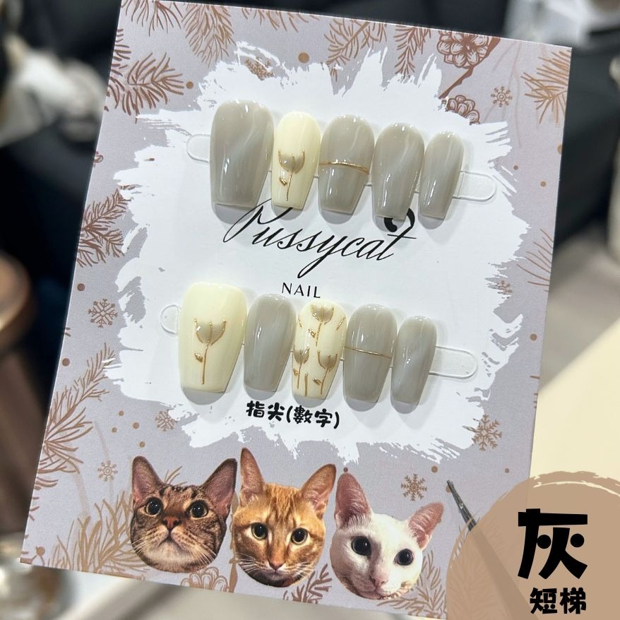 鬱金香【台灣現貨實拍】純手工美甲片｜手工穿戴甲-規格圖4